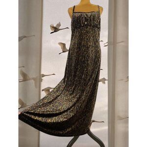 Vintage Y2K Grunge Punk Whimsigoth Cheetah Velvet Velour Cheetah Maxi Dress NWT